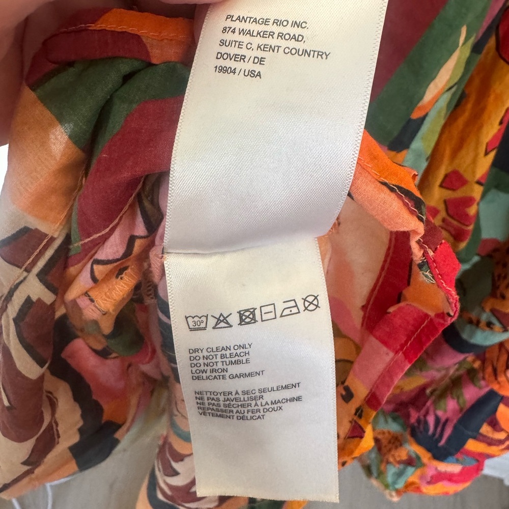 FARM Rio Tropical Collage Midi Square Neck Womens Dress Size L large Colorful - Picture 11 of 16